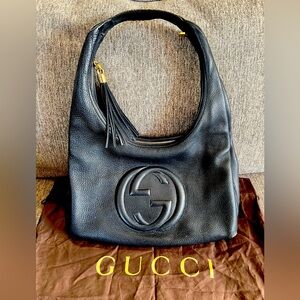 Gucci Soho Leather Large Hobo Bag Navy